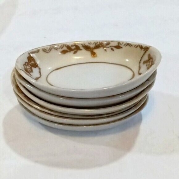 Antique Noritake Porcelain Sushi Serving Dish & Six Matching Sauce Dips/Cellars - Picture 5 of 9